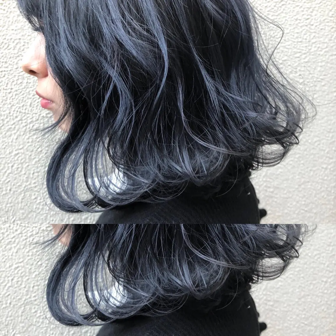ミディアム カラー ネイビーカラー カット ヘアカラー トリートメント ツキノキ ミナのヘアスタイル