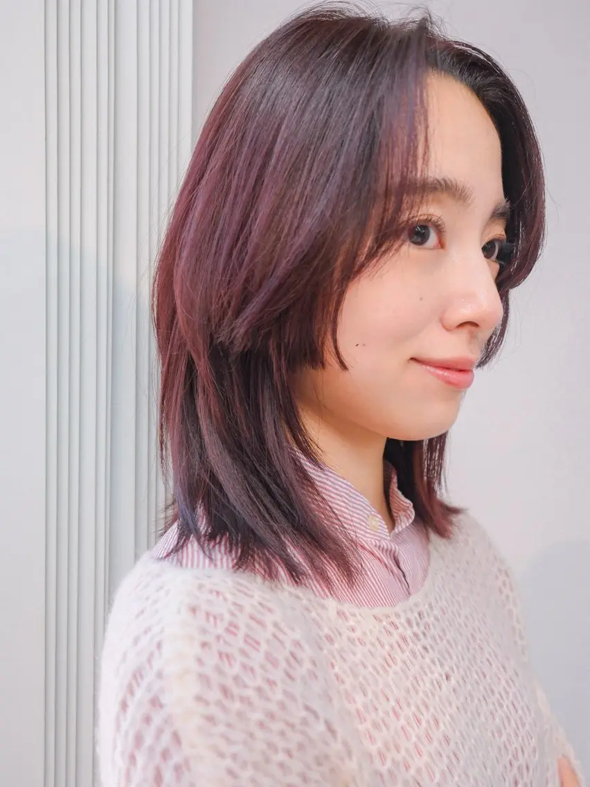 カラー ブラウンカラー ピンクカラー ボブ カット ヘアカラー トリートメント ボブ/ミディアム 親しみやすさ/さくらのヘアスタイル