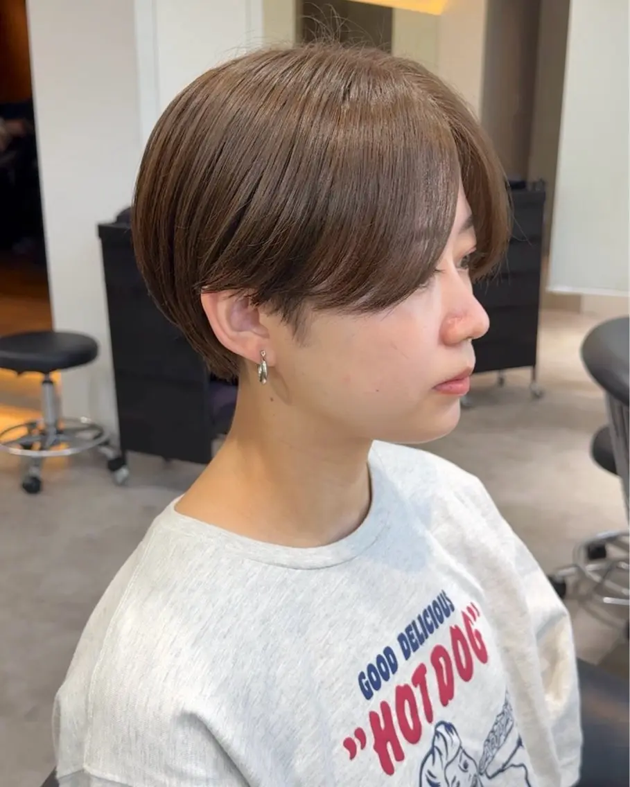 ショート カラー ショートボブ 丸みショート ボブ 似合わせカット ショートヘア カット ヘアカラー トリートメント ショート/ボブ/パー マ原宿🪷Akinaのヘアスタイル