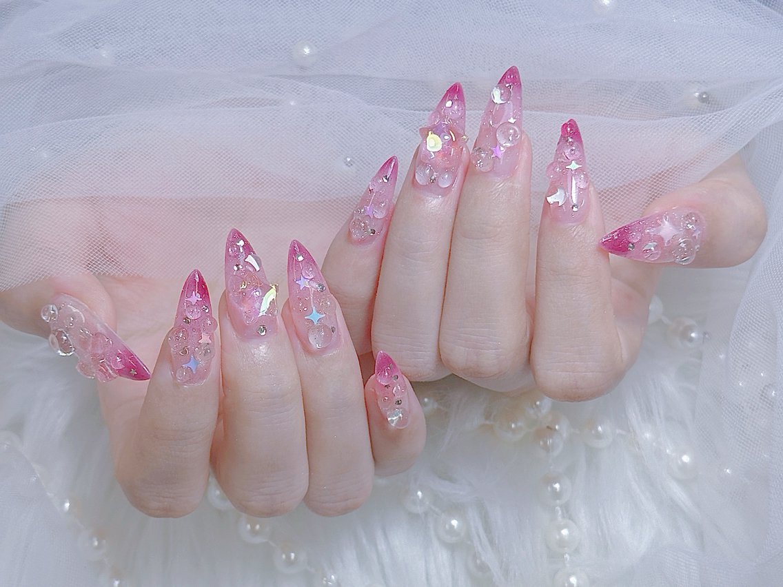 ネイル チークネイル 長さ出し フラッシュネイル フレンチネイル グラデーション ハンドネイル AN NAIL 高田馬場のネイルデザイン
