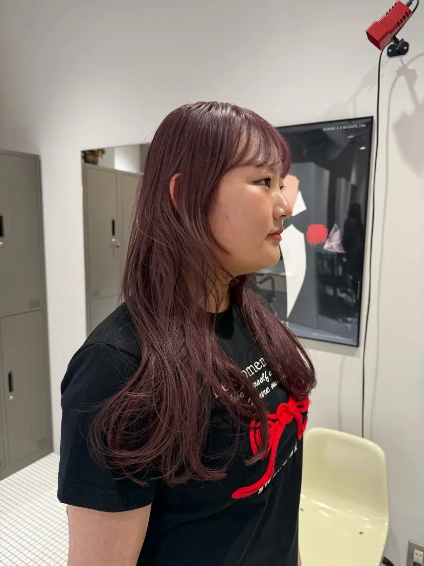 ロング カラー ピンクカラー カット ヘアカラー トリートメント コノカ/暖色カラー/ 透明感カラーのヘアスタイル