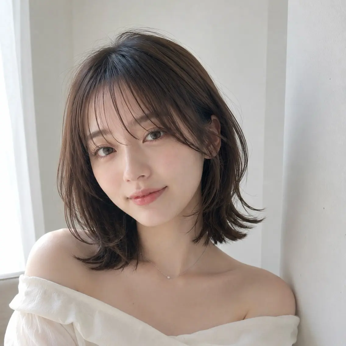 ミディアム カラー ボブレイヤー 透明感カラー ボブ くびれヘア レイヤーカット カット ヘアカラー 垢抜け美容師✨/ えばらひではるのヘアスタイル