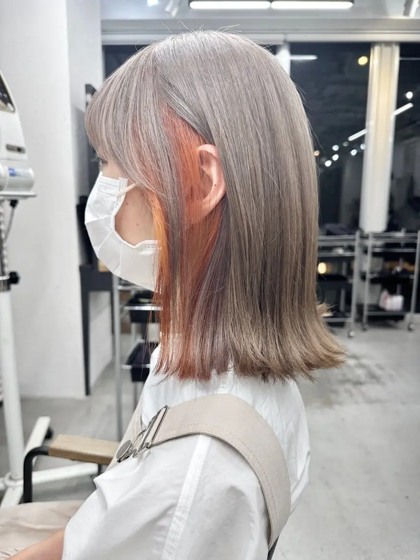 ミディアム カラー ベージュカラー ミルクティーベージュ オレンジ カット ヘアカラー トリートメント ブリーチダブルカラー 【koide】のヘアスタイル