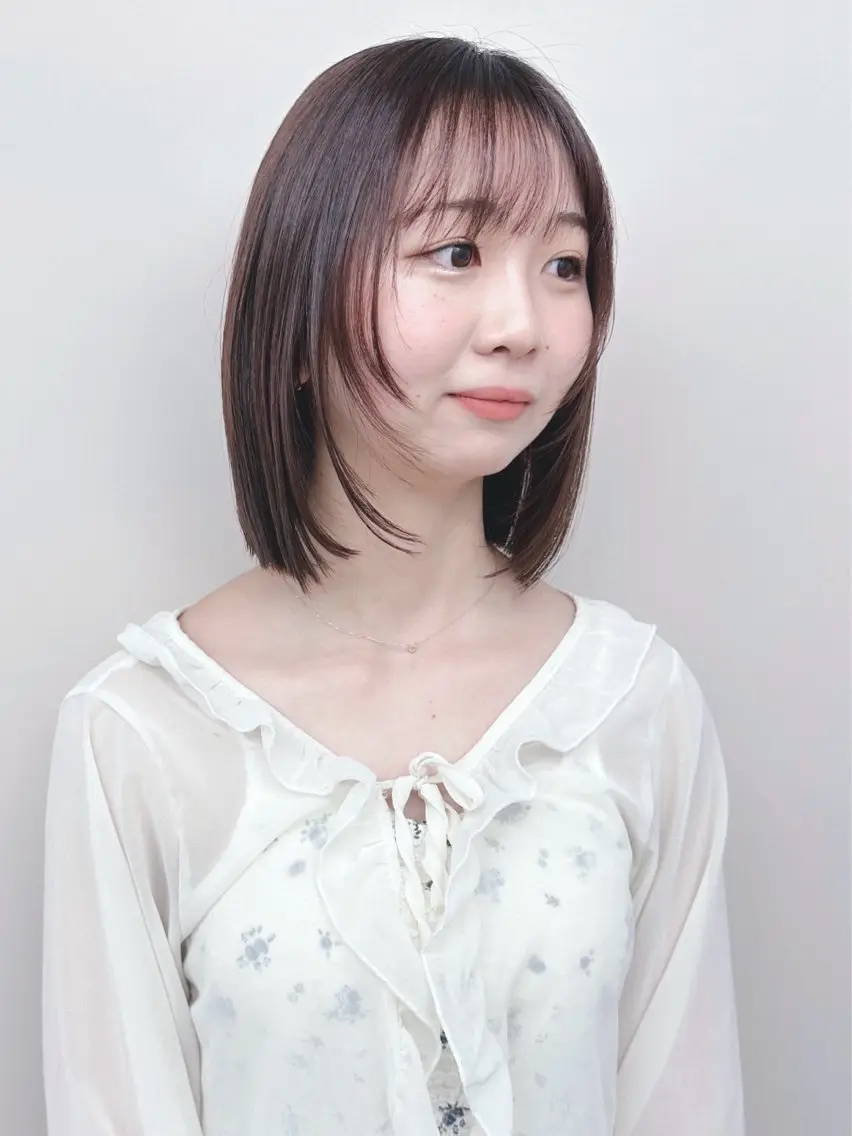 ミディアム カット ボブ/ゆるふわ ボブパーマ/とういのヘアスタイル