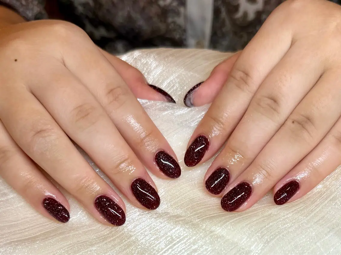 ネイル ボルドー フラッシュネイル 🤍大人シンプル🤍 船橋駅近 nailのネイルデザイン