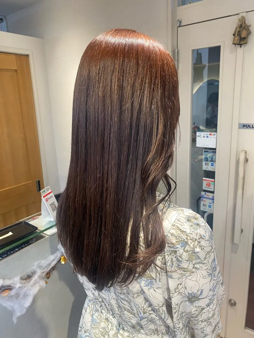 ロング カラー ベージュカラー ダブルカラー ピンクカラー ピンクベージュ Aya　ブリーチなし 🌱　ダブルカラーのヘアスタイル