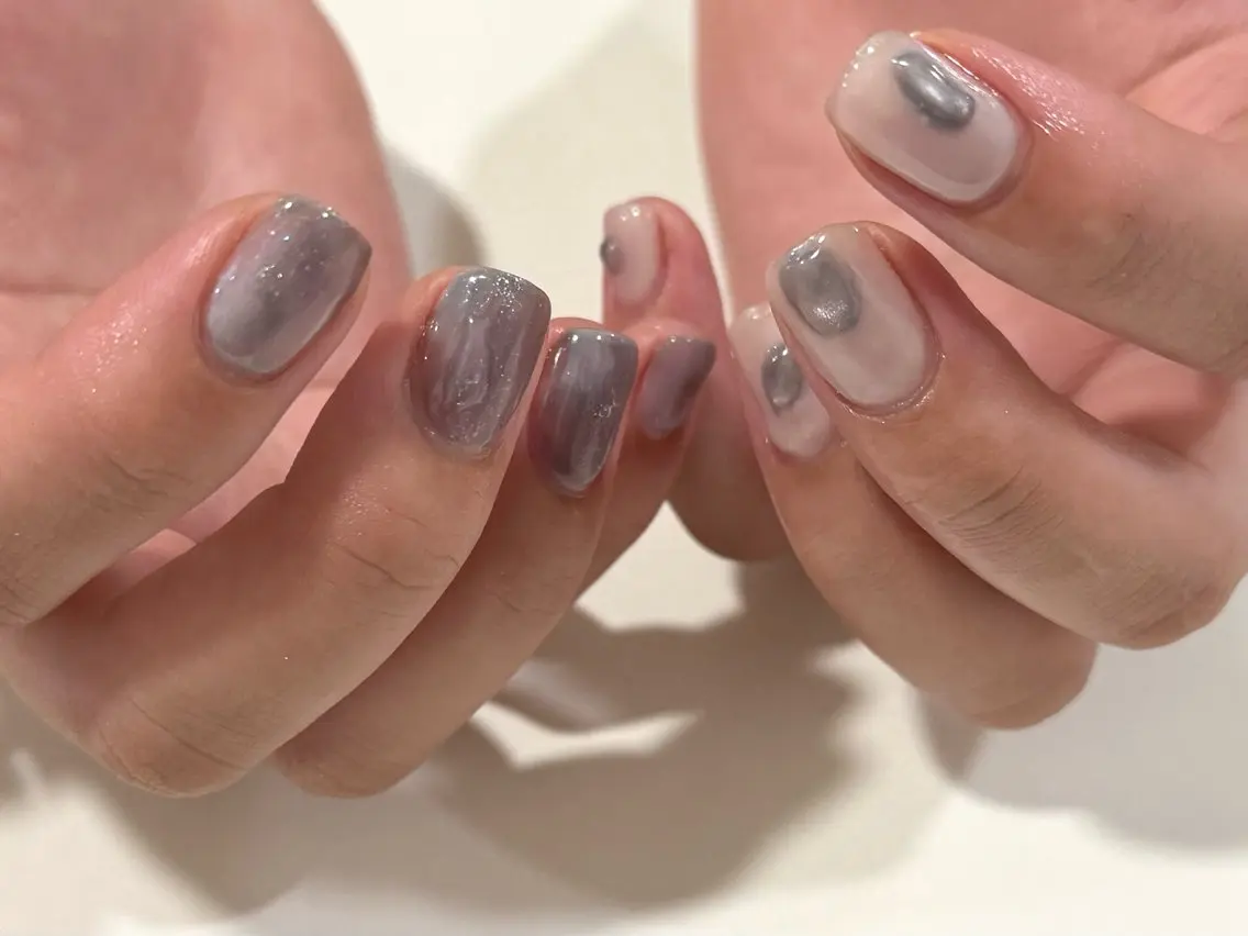 ネイル ジェルネイル マグネットネイル ニュアンスネイル パラジェル Lino中目黒 🎀 パラジェルのネイルデザイン