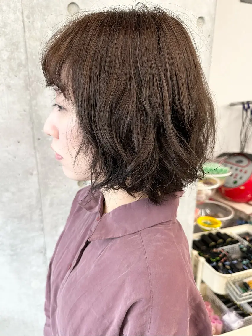 ミディアム パーマ カット パーマ ボブ/ゆるふわ ボブパーマ/とういのヘアスタイル