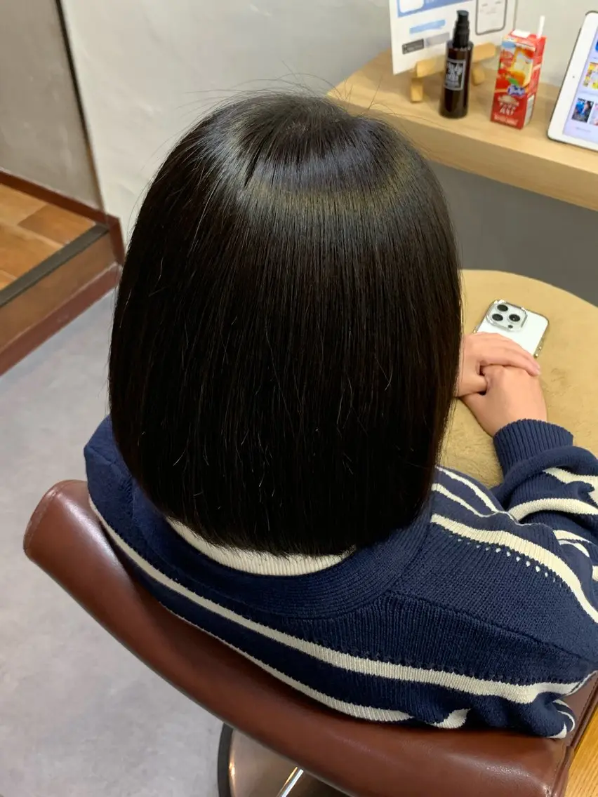 ミディアム 縮毛矯正 照井 耀のヘアスタイル