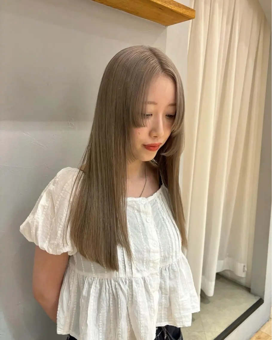 セミロング カラー カット ヘアカラー トリートメント オリーブ/縮毛♡ Natsuno🩰のヘアスタイル