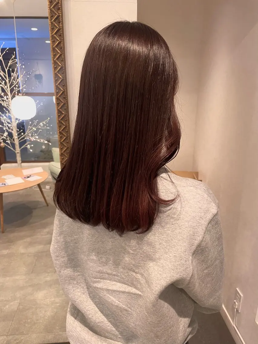 ロング カラー ブリーチ ブラウンカラー カシス ミツキ/ 透明感カラー/セットのヘアスタイル