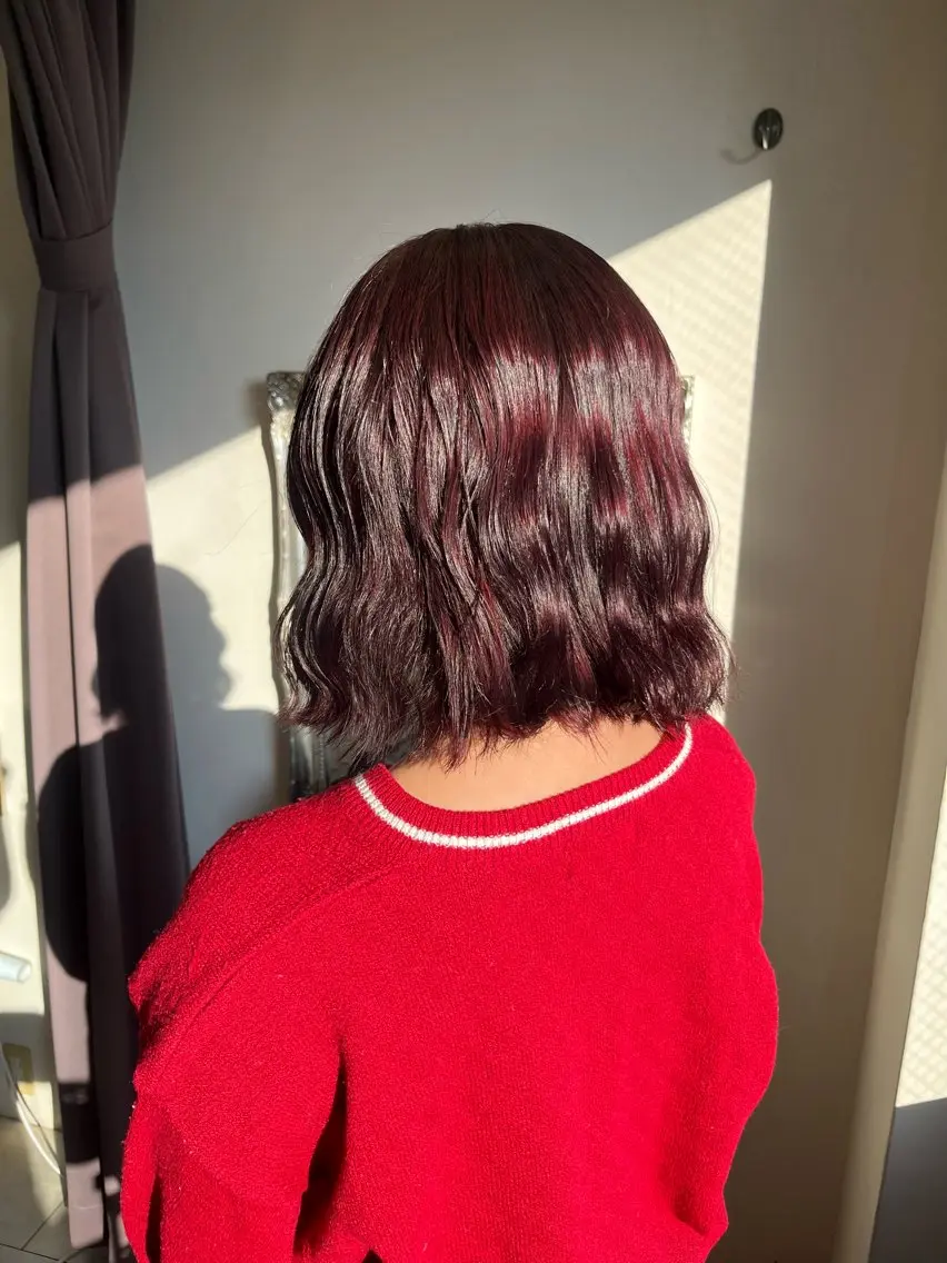 【ぽわっと血色感アップ🍑】うるツヤ暖色カラー +コテ巻き仕上げ🥀の写真
