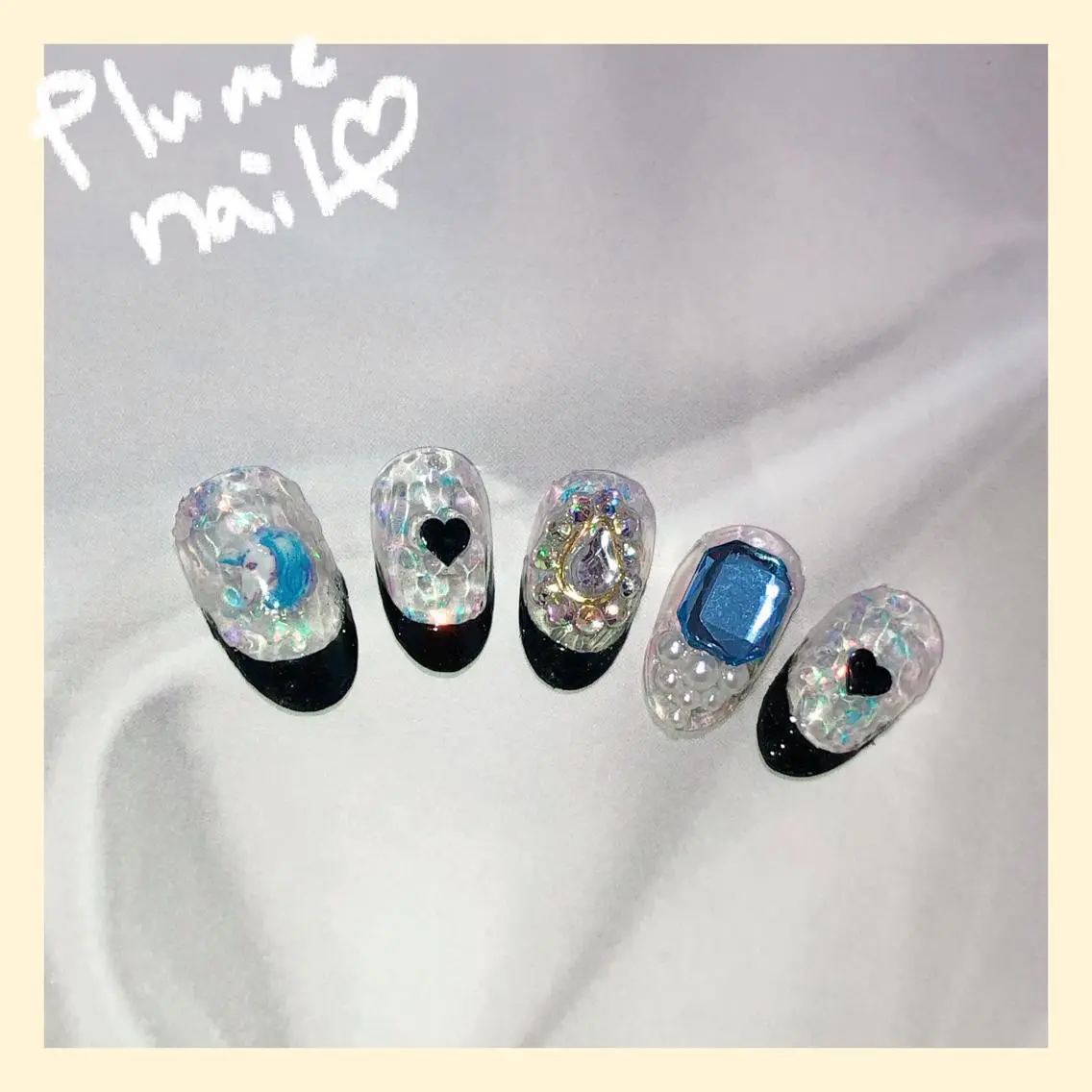 ネイル アートネイル フレンチネイル キラキラネイル 韓国ネイル 春ネイル ハンドネイル plume nail ☆韓国ネイルのネイルデザイン