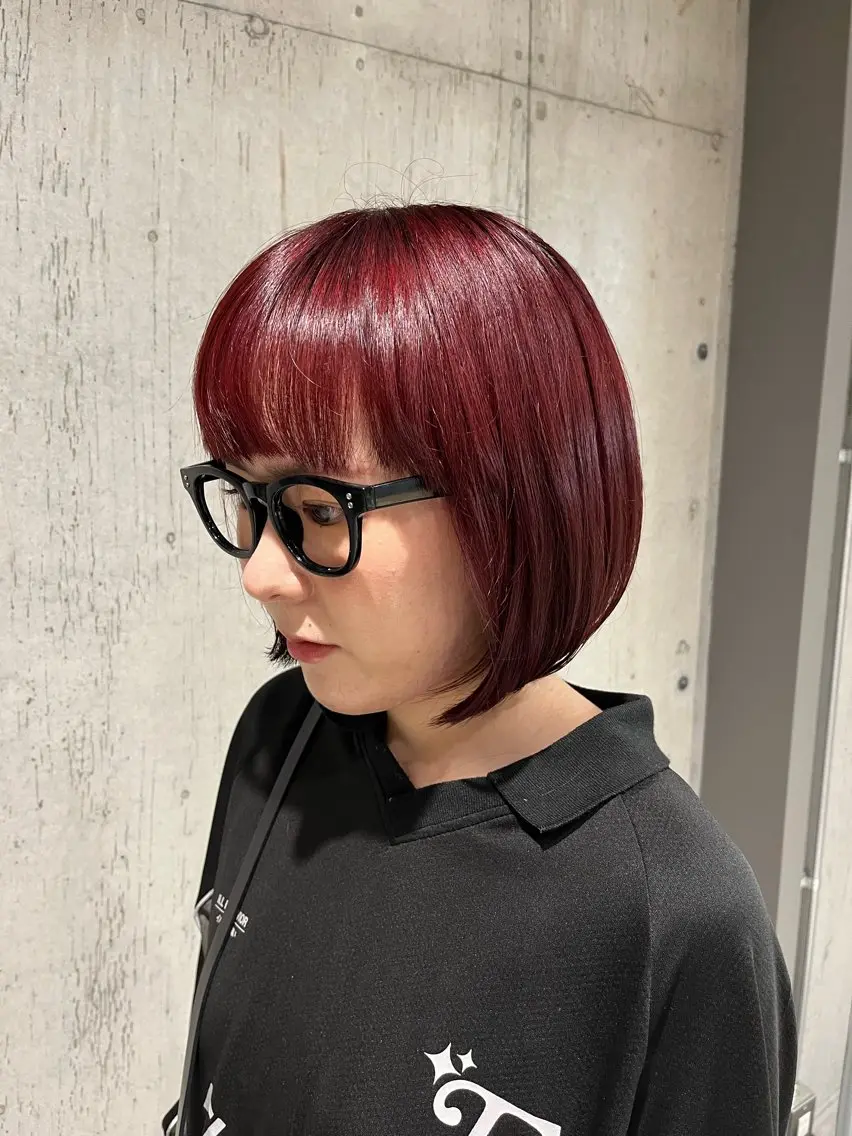 ミディアム カラー ヘアアレンジ カット ヘアカラー トリートメント 🍀透明感カラー×垢 抜けボブ リクト💥のヘアスタイル