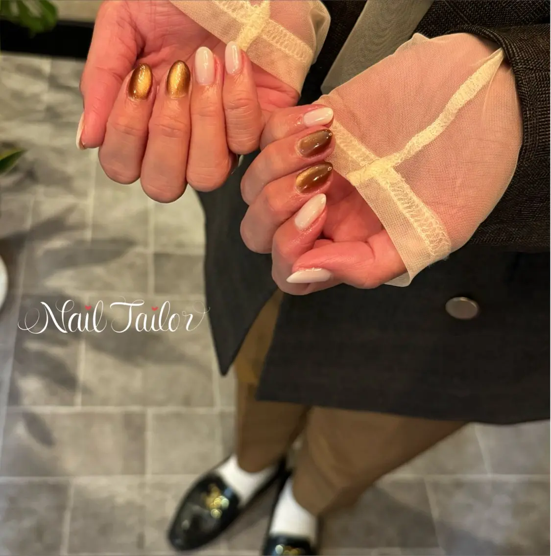 ネイル ゴールド オフィスネイル ワンカラーネイル シンプルネイル ホワイト ハンドネイル NailTailor ネイルテイラーのネイルデザイン