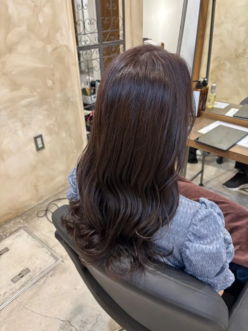 ロング カラー ブラウンカラー ココアブラウン カット ヘアカラー トリートメント ツヤカラー🫧Sae ネイルモデル募集中のヘアスタイル