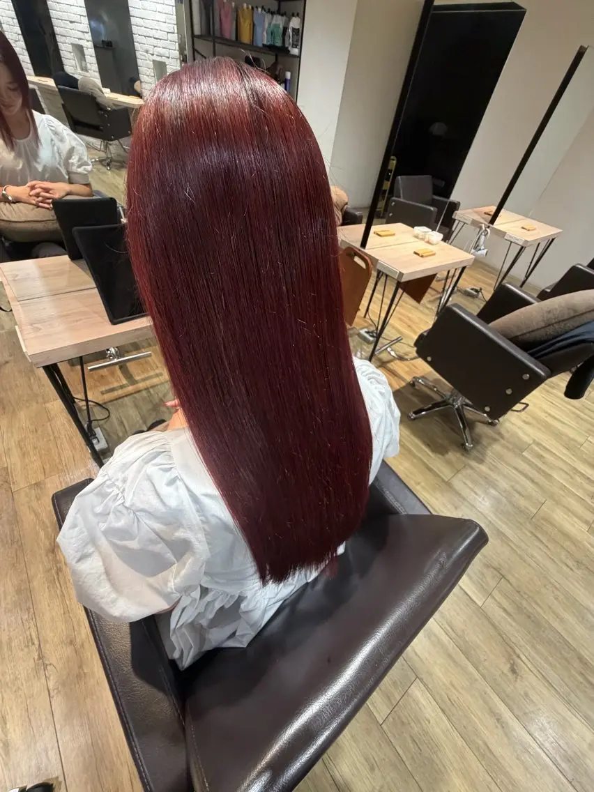 ロング カラー ボルドーカラー ピンクカラー レッドカラー ヘアカラー N+/八尾店 Hanaのヘアスタイル