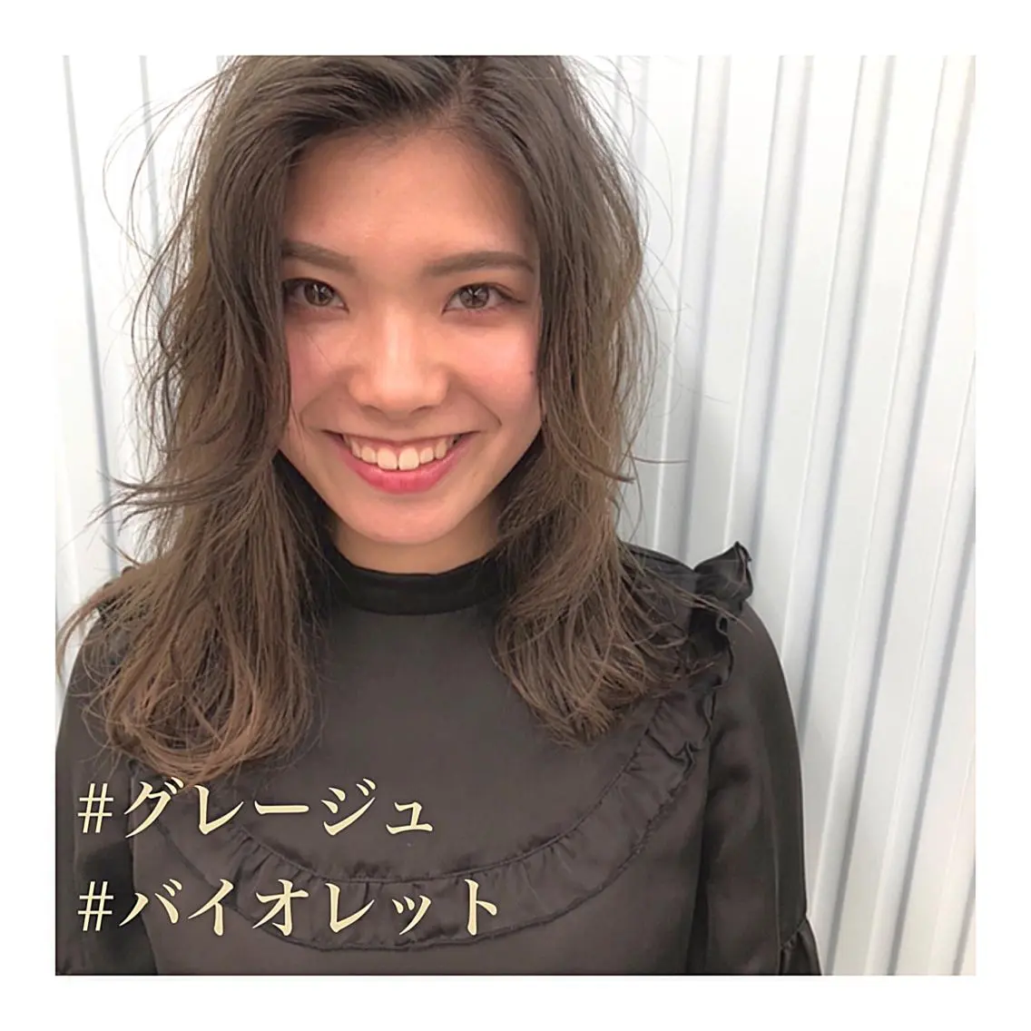 ミディアム カラー 透明感カラー グレージュ バイオレットカラー レイヤーボブ/ボブ 仲川和人のヘアスタイル