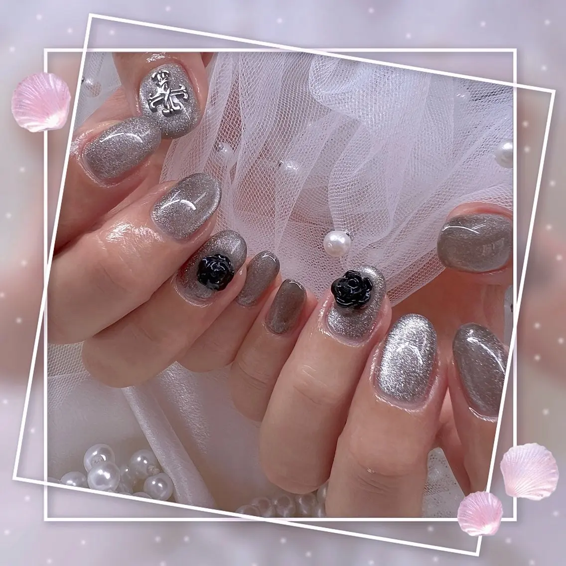 ネイル チークネイル ガーリー グラデーション マグネットネイル ピンク Chill Nailsalonのネイルデザイン