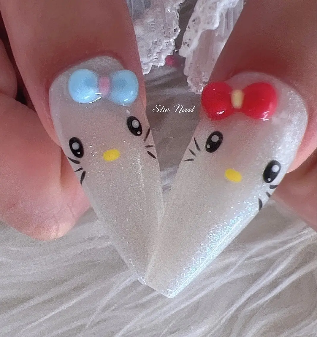 ネイル チークネイル 長さ出し フレンチネイル ガラスフレンチ キラキラネイル ISA_ BELLAのネイルデザイン