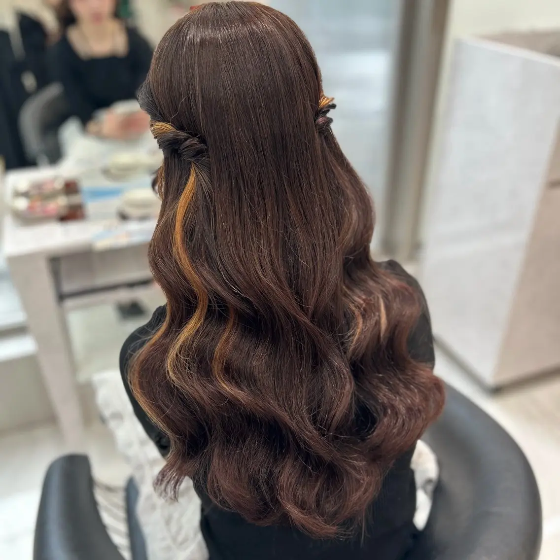 ロング ヘアアレンジ ヘアセット ⟡.·Fuka/ ヘアメ🎀暖色カラーのヘアスタイル