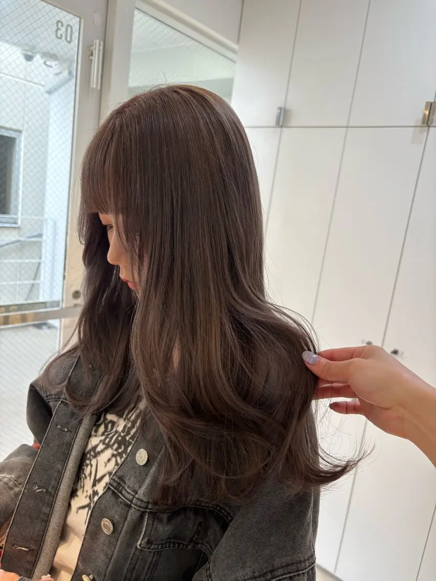ロング カラー ヘアアレンジ ブラウンカラー グレージュ 《暖色/韓国hair 》🇰🇷桑原ユキネのヘアスタイル