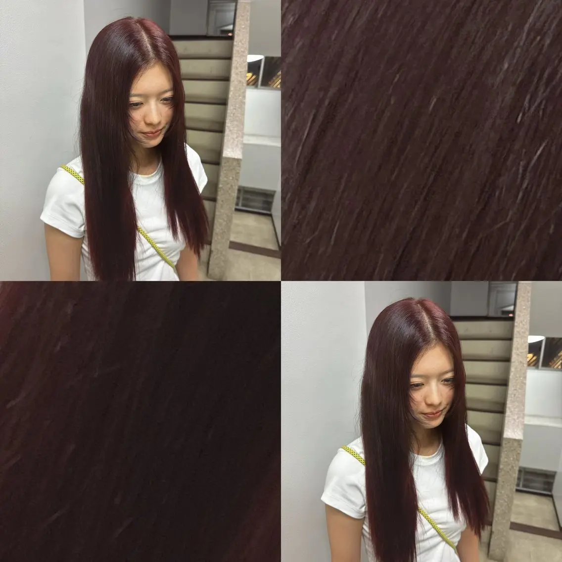 ロング ヘアカラー トリートメント 透明感×ワインレッド 🍒𝐘𝐮𝐤𝐚のヘアスタイル
