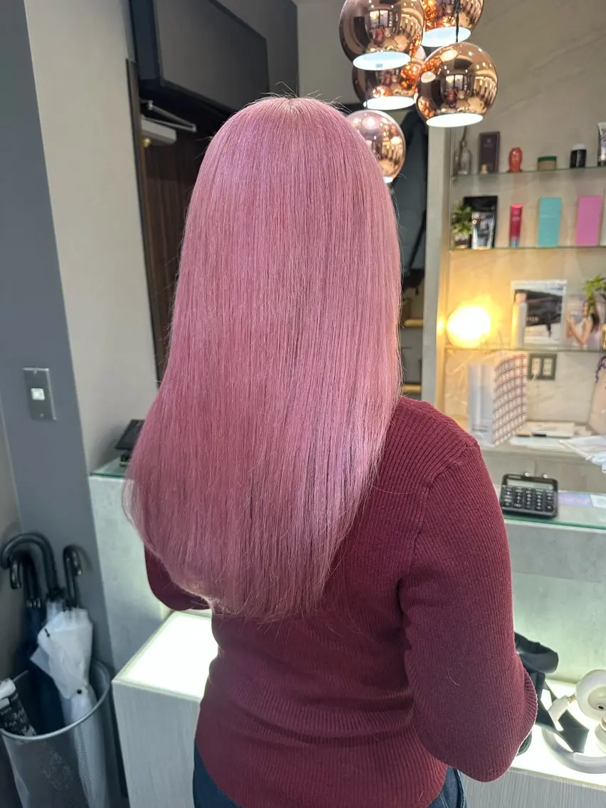 セミロング カラー ブリーチ 縮毛矯正 トリートメント ヘアカラー AYAKASA 暖色カラー/レイヤーのヘアスタイル