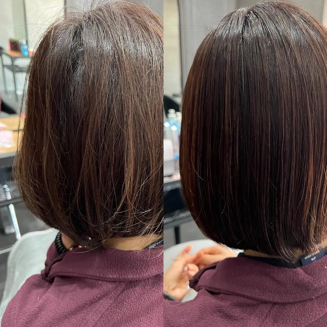 ミディアム ハイライト カット 縮毛矯正 乾かすだけで艶髪酸性 ストレート髙橋悠耶のヘアスタイル