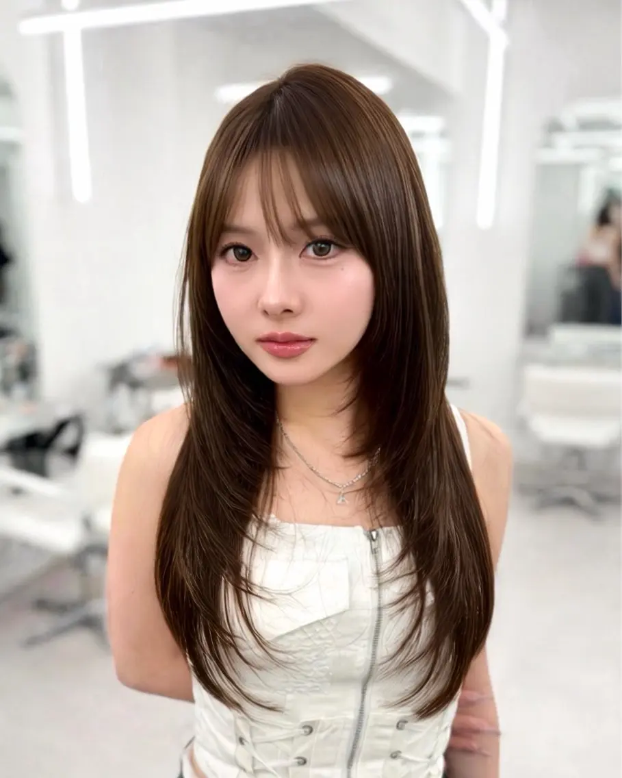 セミロング 顔周りカット 韓国風ヘア レイヤーカット カット ヘアカラー トリートメント ヘッドスパ ヘアセット 前髪顔まわりカット 🌈中村海聖のヘアスタイル