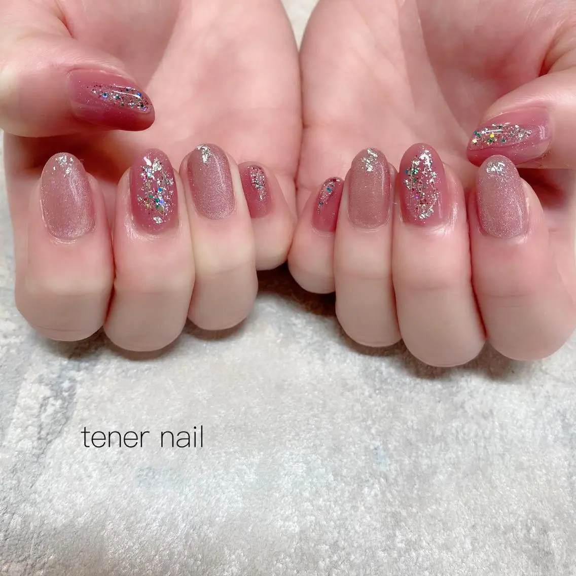 ネイル 氷ネイル・うるうるネイル ピンク テネルネイル tener nailのネイルデザイン