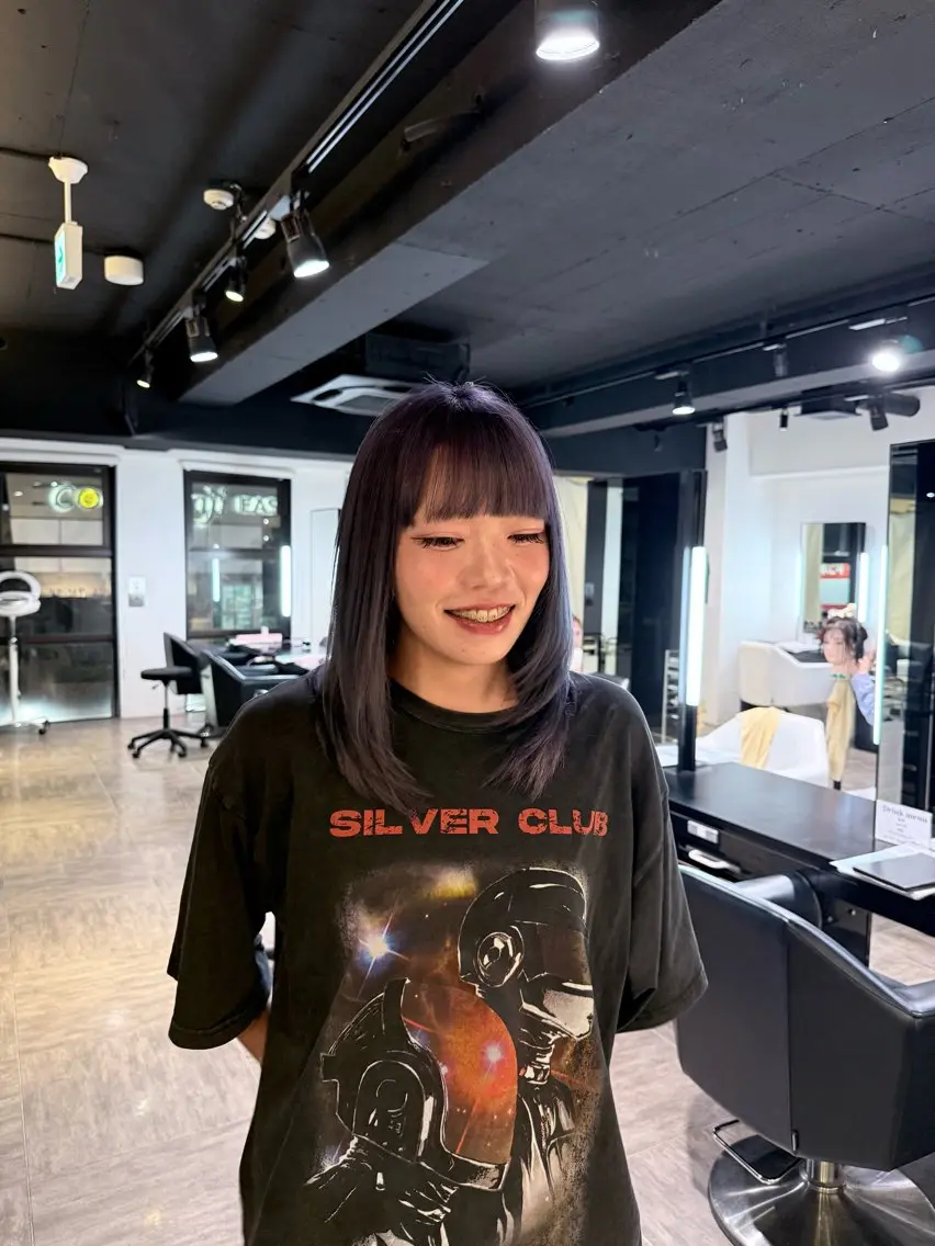 セミロング カラー ブルーカラー バイオレットカラー カット ヘアカラー レイヤー/艶カラー ROKUのヘアスタイル