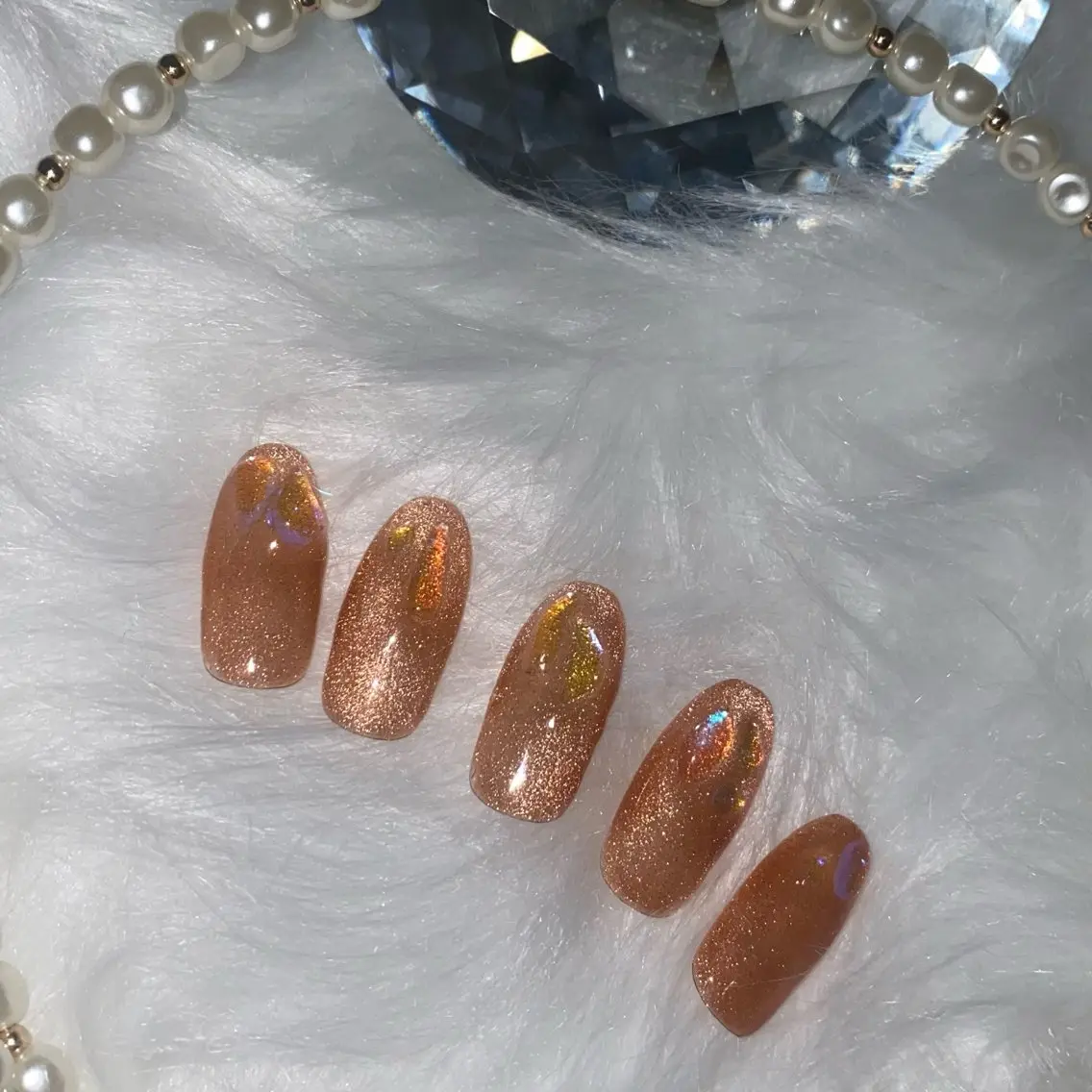ネイル マグネットネイル オレンジ ストーンネイル PON nailのネイルデザイン