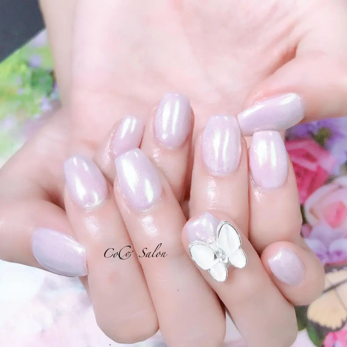 ネイル オーロラネイル キラキラネイル ミラーネイル ワンカラーネイル CoCoSalon ネイル/まつ毛予約のネイルデザイン