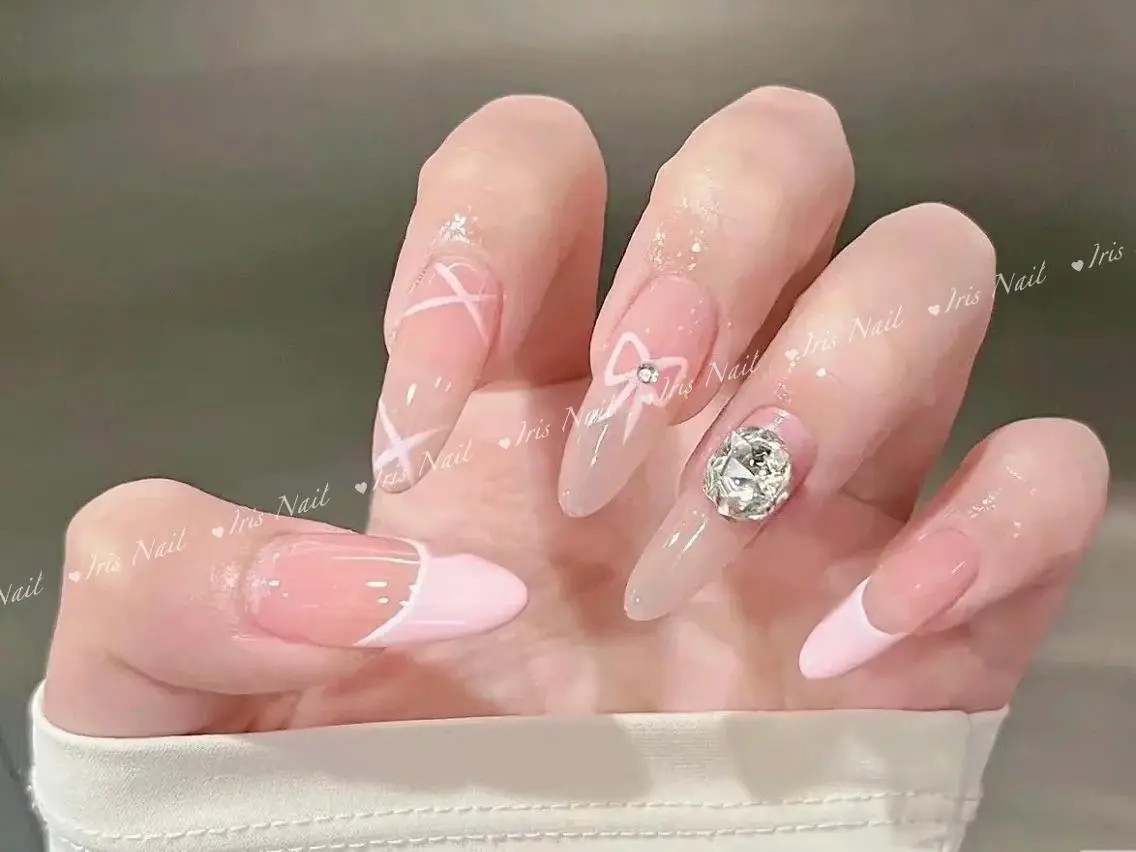 ネイル ピンク リボン ハンドネイル ハンドケア 🍒IRIS Nail🌸のネイルデザイン