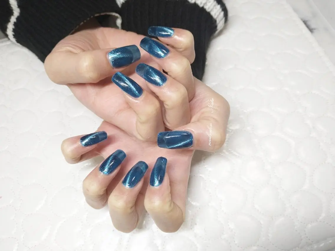 ネイル 長さ出し マグネットネイル ワンカラーネイル スクエアネイル nailsalon Natuのネイルデザイン