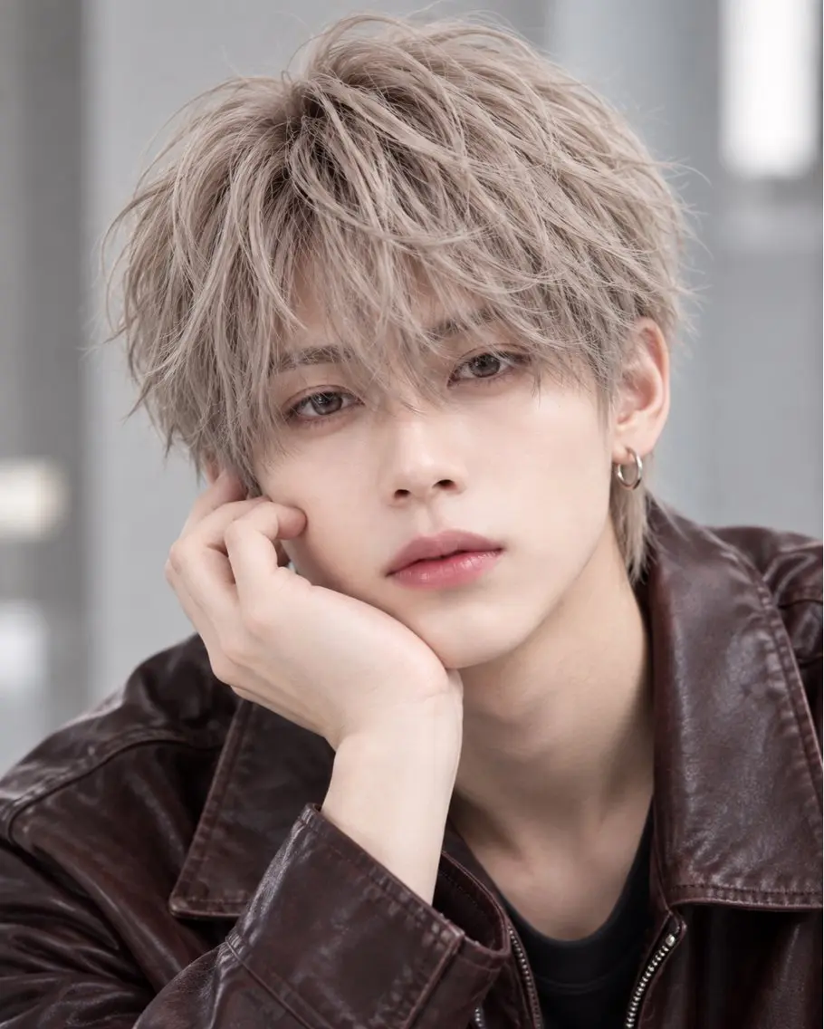 ショート カラー メンズ メンズブリーチ メンズハイトーン メンズ韓国風 ベージュカラー ブリーチ ヘアカラー メンズ韓国系カラー /YUTAのヘアスタイル