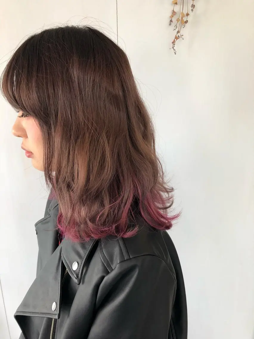 ❤️インナーにピンクグラデーション❤️裾カラーよりも柔らかい❤️（カット込み）の写真