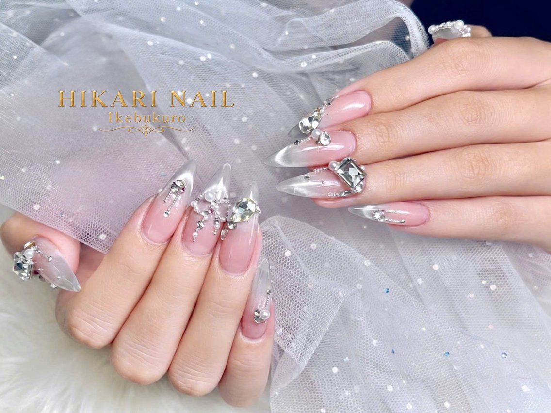 ネイル チークネイル 長さ出し フレンチネイル ガーリー ハロウィン ハンドネイル HikariNail Ikebukuroのネイルデザイン