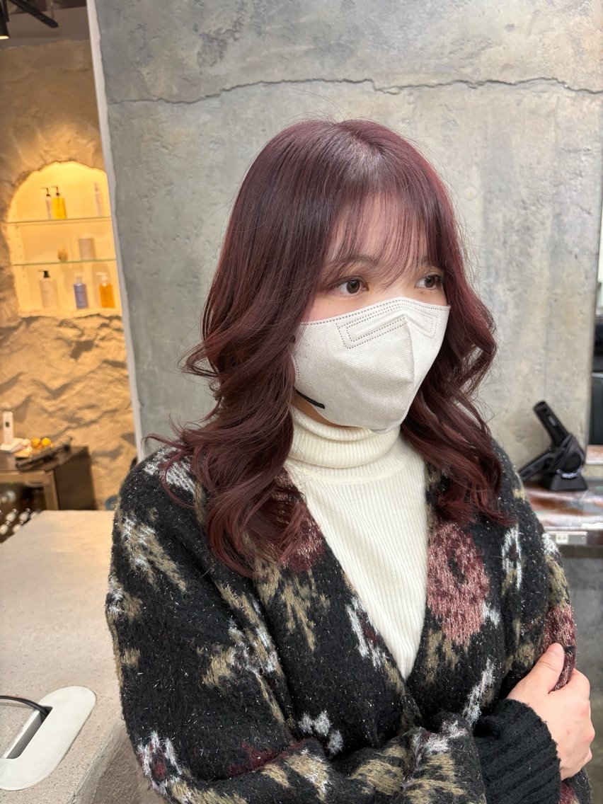 カラー ラベンダーカラー ピンクカラー ピンクラベンダー 池田 菜穂のヘアスタイル