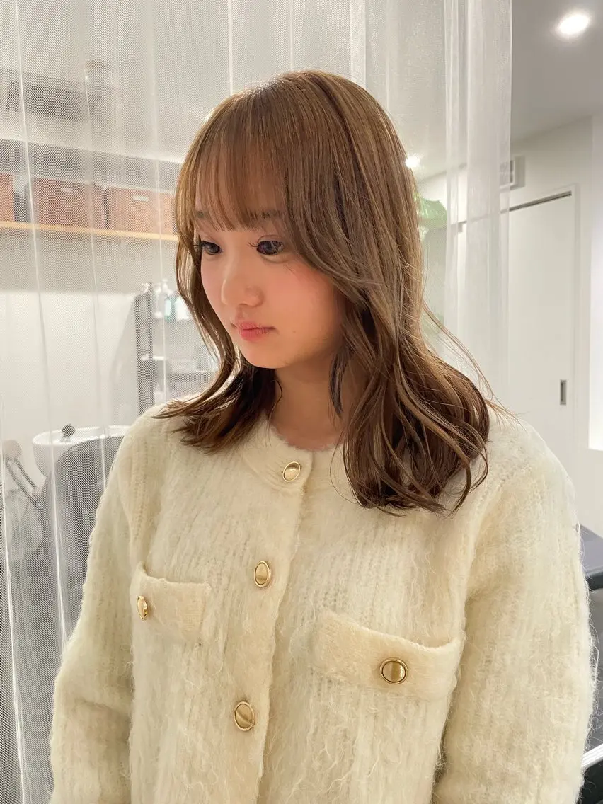 セミロング カラー ベージュカラー ブリーチ ヘアカラー 京都美容師 塩のヘアスタイル