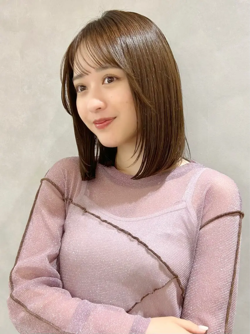 ミディアム カラー ミディアムレイヤー レイヤーカット カット ヘアカラー 池袋/小顔レイヤー/ 顔まわり/taigaのヘアスタイル