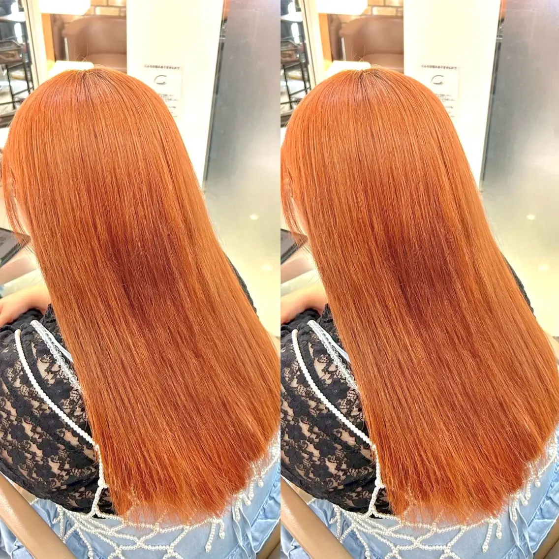 カラー ブリーチ 透明感カラー オレンジ ヘアカラー ヘアメ🎀ハイトーン 🩵エクステ🪄しほのヘアスタイル