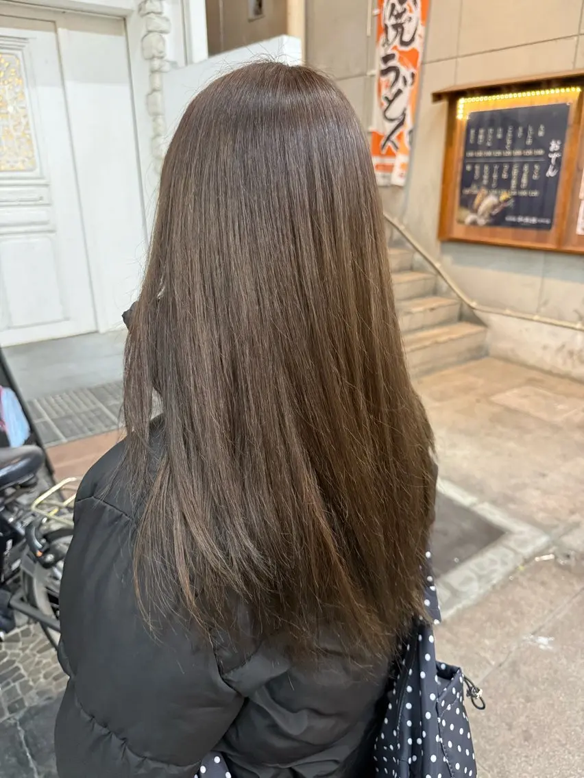 ロング カラー カット ヘアカラー ありま ゆうなのヘアスタイル