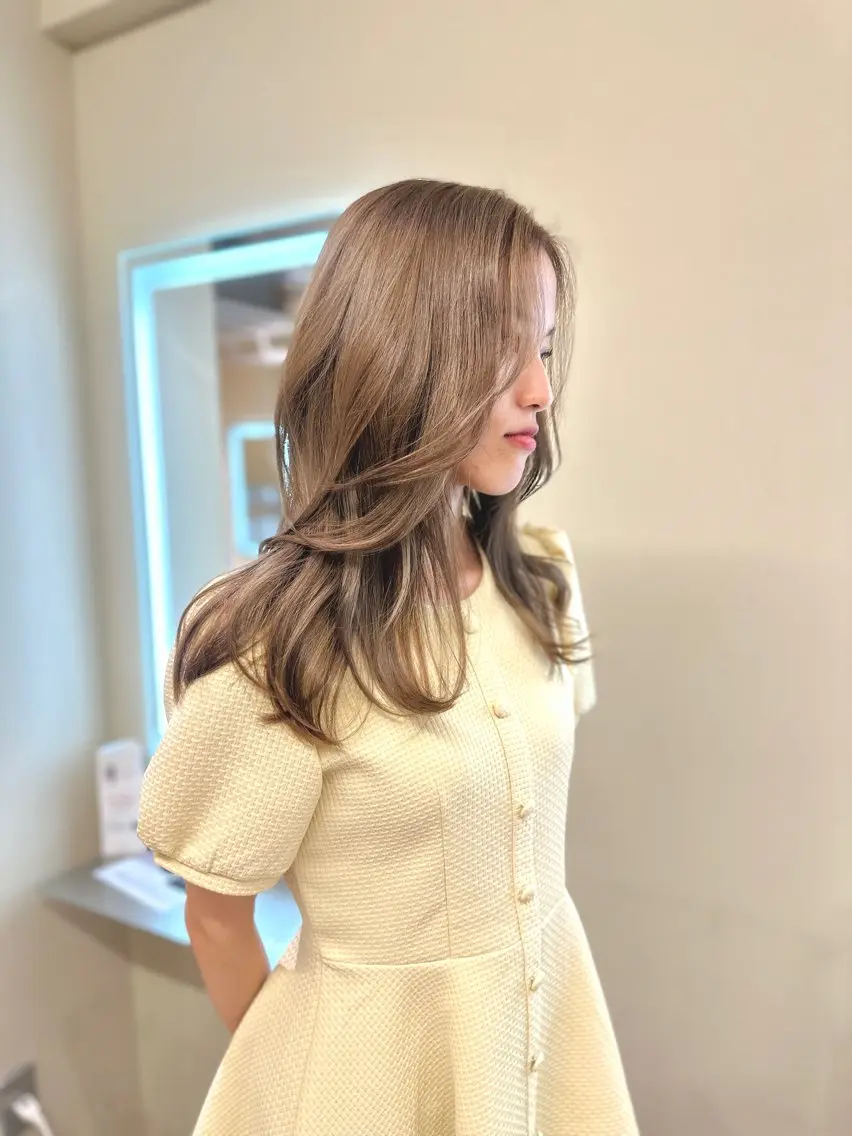 ロング カラー アディクシーカラー バレイヤージュ ブリーチ デザインカラー ダブルカラー カット ヘアカラー トリートメント opus 店長大和 レイヤー/赤み消しのヘアスタイル