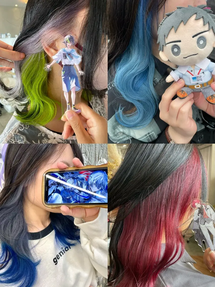 セミロング カラー インナーカラー インナーカラー 推し ブリーチ 髪質改善のヘアスタイル