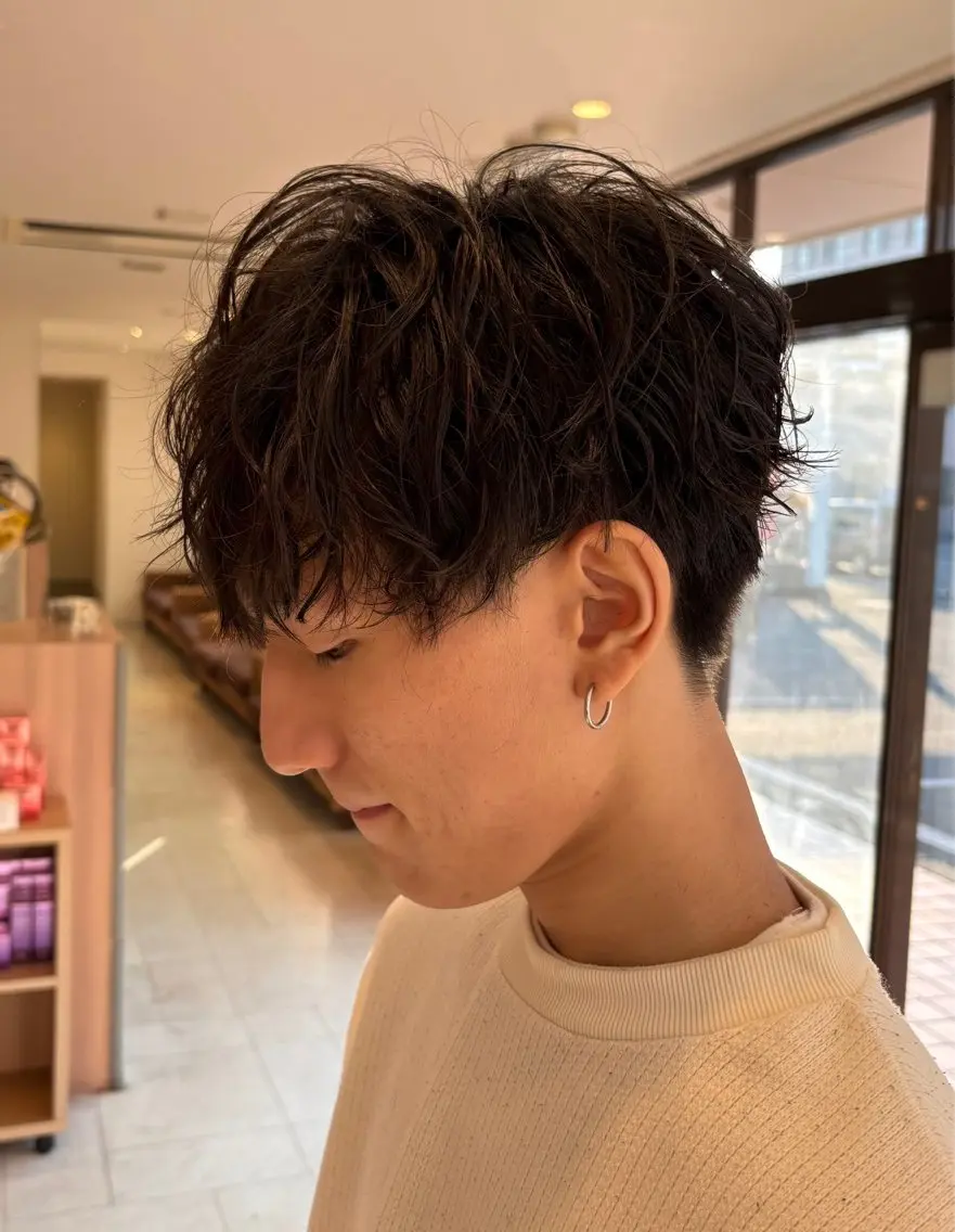 パーマ メンズ メンズパーマ レイヤー/艶カラー 奥野恭平のヘアスタイル