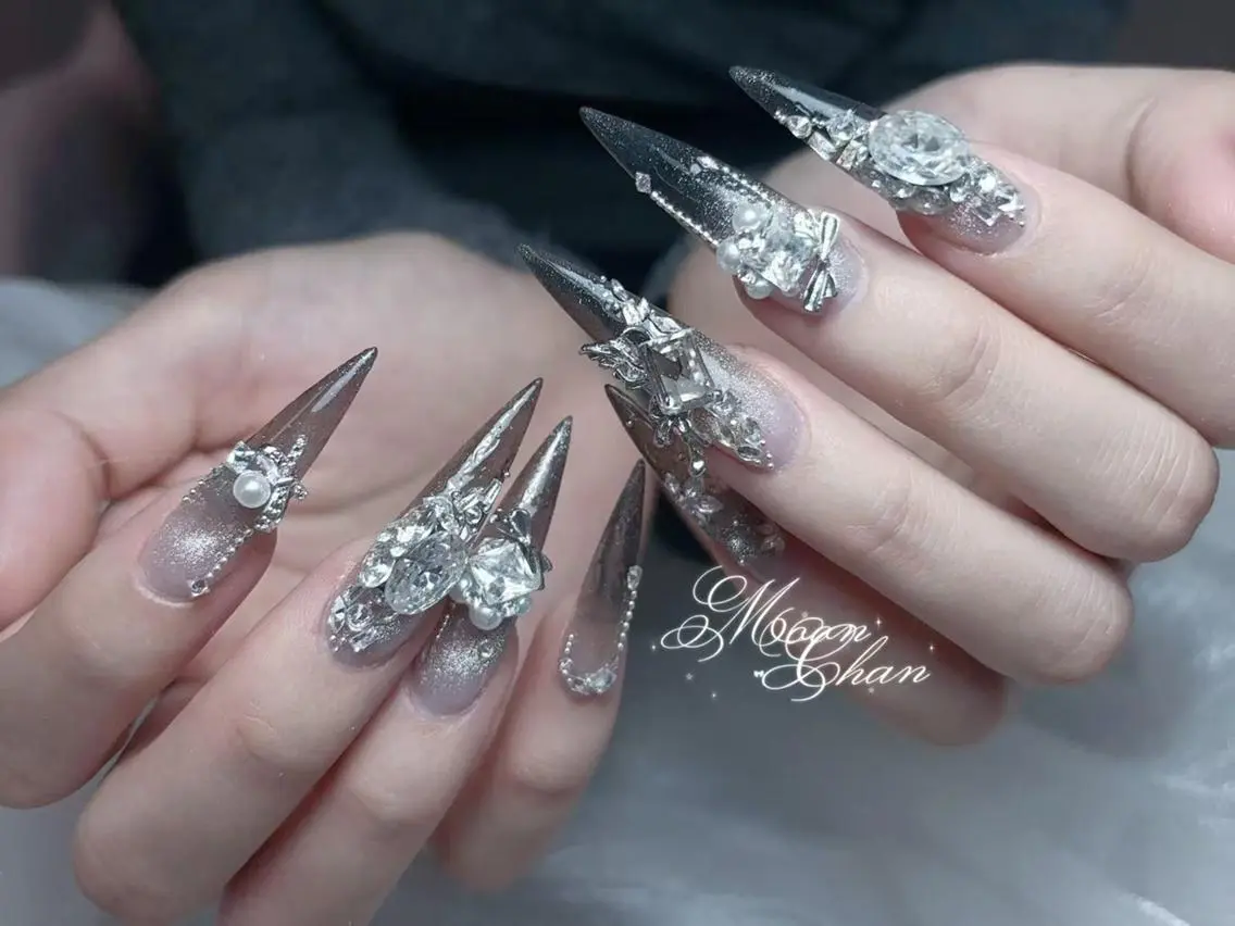 ネイル 成人式 ジェルネイル マグネットネイル 大理石ネイル(マーブル) 持ち込み ハンドネイル K.bi_nail ネイル長さ出し専門店のネイルデザイン