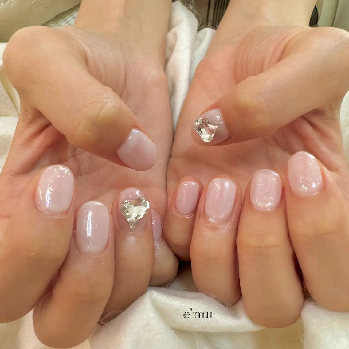 ネイル ハート ショートネイル ハンドネイル nail salon e'mu💐のネイルデザイン