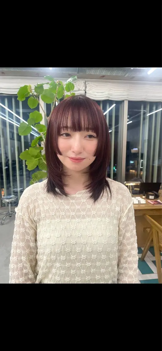 ミディアム カラー 姫カット カット ヘアカラー トリートメント RIN🎀レイヤー/ ボブ/オリーブカラーのヘアスタイル